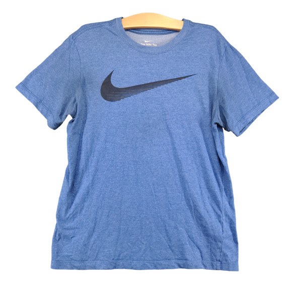 The Nike Tee Men's Dri-Fit Big Swoosh Activewear Top Blue Medium Short Sleeve - Picture 1 of 15
